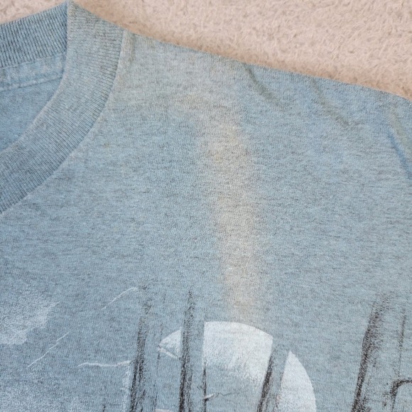 Vintage 90's Wolf T-Shirt Double Sided Silver Dollar City Men's XXL Blue Single - Picture 3 of 11